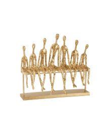 7 Mensen Zittend Op Een Bank Poly Goud