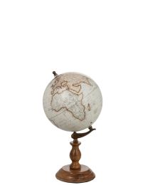 Wereldbol Op Voet Hout Wit/naturel Medium