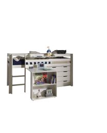 Pino Set: Compact Bed, Bureau, 4-ladekast En Witte Kledingroede