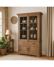 Vitrine 2 Deurs En  2 Glass Deuren 2 Lade Grijze Afwerking