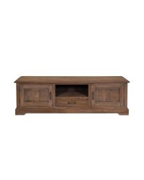 Tv-kast In Massief Teak, Natuurkleur Met Grijze Afwerking