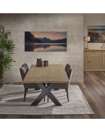 Verlengbare Eiken Tafel Met Metalen X Poot