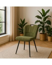 Eetkamerstoel Met Handvat In Luxe Stoffering Moss Color - Per 2