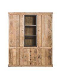 3 Deurs Vitrine Kast In Gerecycleerde Teak