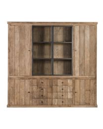 4 Deurs Vitrine Kast In Gerecycleerde Teak