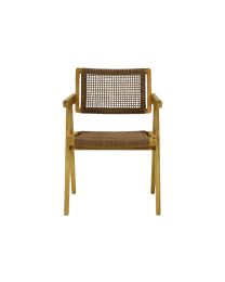 Buitenstoel In Teak En Wicker