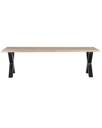 Eetkamertafel Met Fineer Blad In Teak En X Poot  260cm