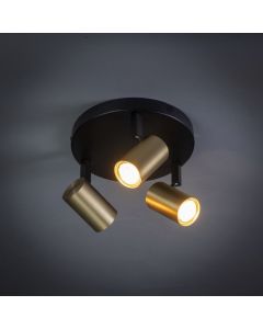 Spot Rond Zwart Messing 3 Lichtpunten