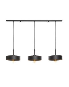 Hanglamp 3 Lichtpunten Zwarte Afwerking Gouden Binnenkant
