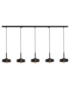 Hanglamp 5 Lichtbron Zwarte Afwerking Met Gouden Binnenkant