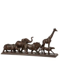 5 Dieren Op Een Rij Poly Bruin Large