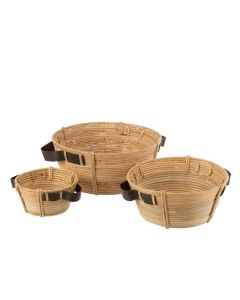 Set Van 3 Schalen + Handvat Rotan Naturel