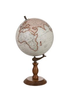 Wereldbol Op Voet Hout Wit/naturel Large