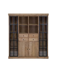 Unique Teak Houten Kast Met Twee Glasdeuren
