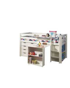 Compact Bed, Bureau, Boekenkast, 4-ladekast En Witte Kledingroede