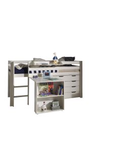 Pino Set: Compact Bed, Bureau, 4-ladekast En Witte Kledingroede